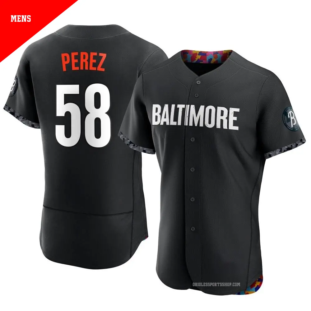 Men's ＃58 Cionel Perez Baltimore Orioles Black Authentic 2023 City Connect Jersey