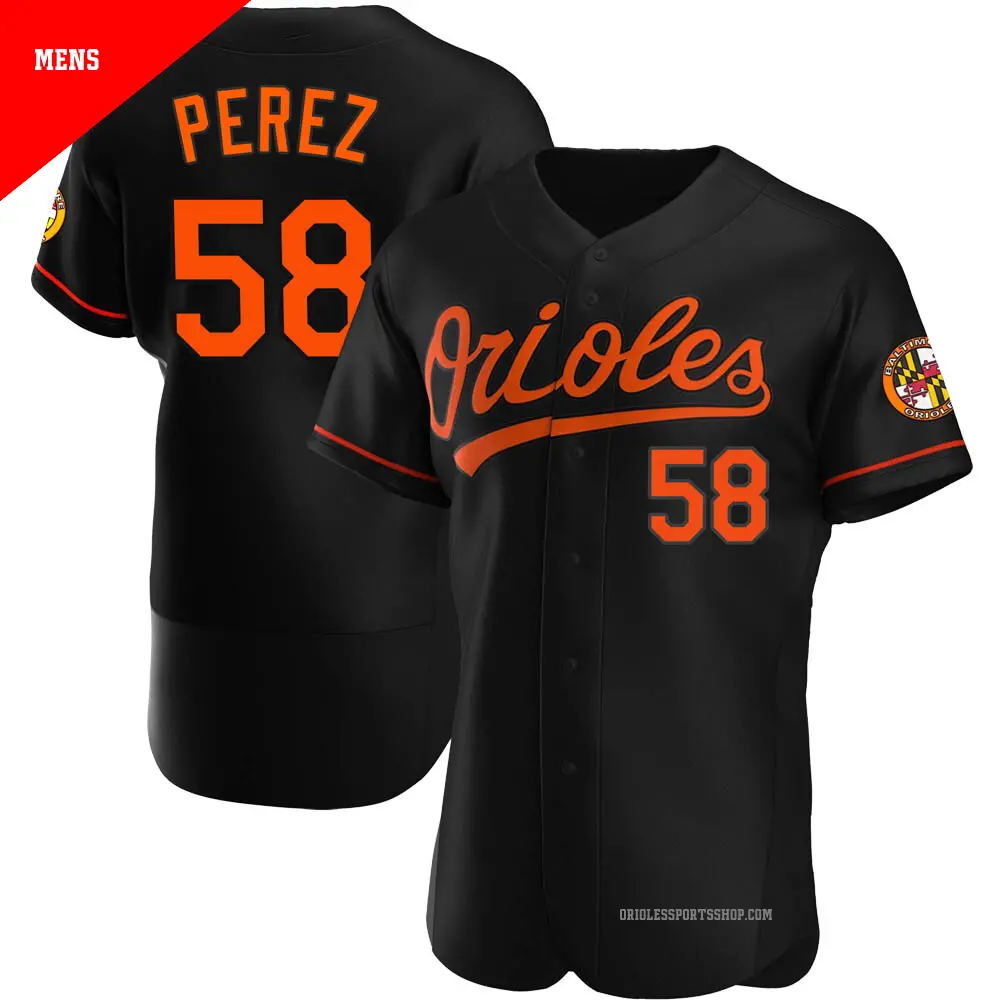 Men's ＃58 Cionel Perez Baltimore Orioles Black Authentic Alternate Jersey