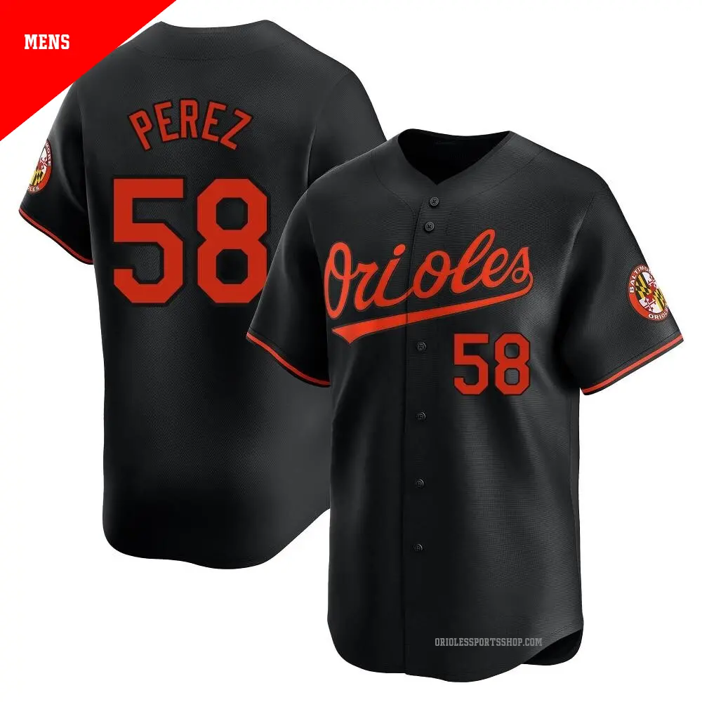 Men's ＃58 Cionel Perez Baltimore Orioles Black Limited Alternate Jersey
