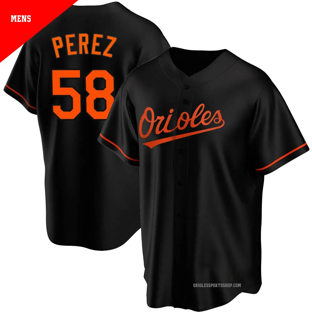 Men's ＃58 Cionel Perez Baltimore Orioles Black Replica Alternate Jersey
