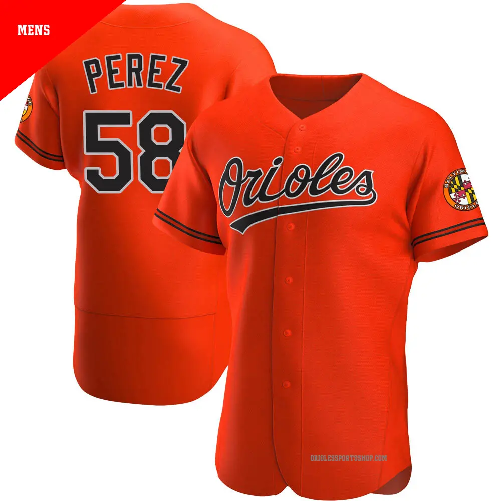 Men's ＃58 Cionel Perez Baltimore Orioles Orange Authentic Alternate Jersey