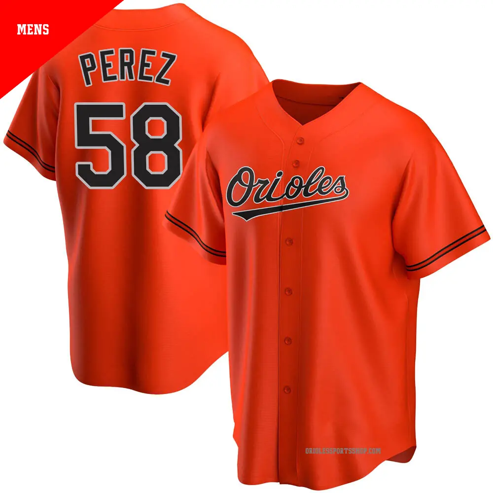 Men's ＃58 Cionel Perez Baltimore Orioles Orange Replica Alternate Jersey