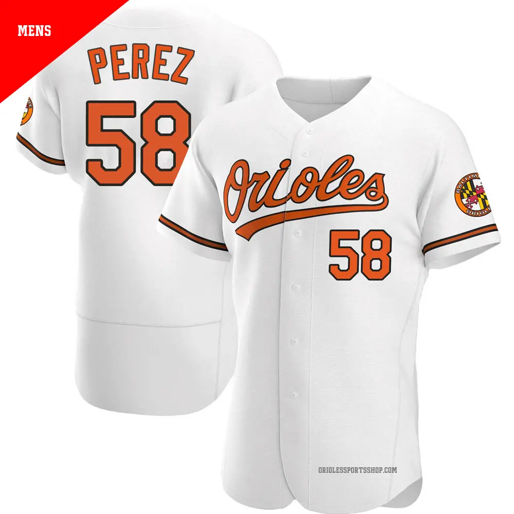 Men's ＃58 Cionel Perez Baltimore Orioles White Authentic Home Jersey