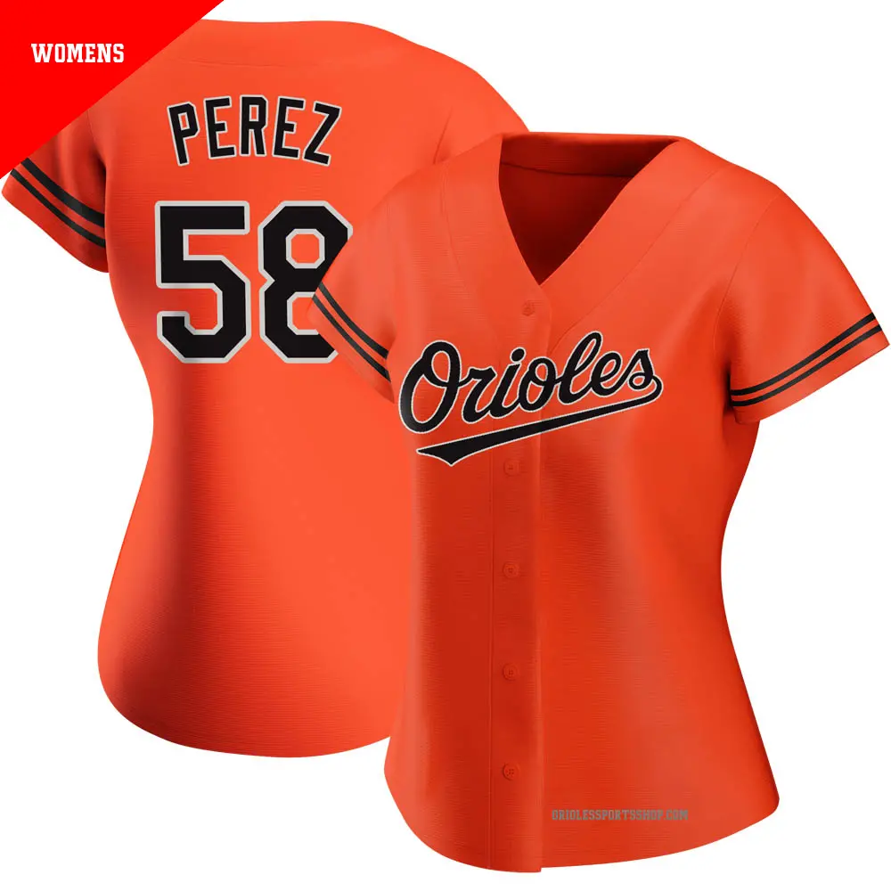 Women's ＃58 Cionel Perez Baltimore Orioles Orange Authentic Alternate Jersey