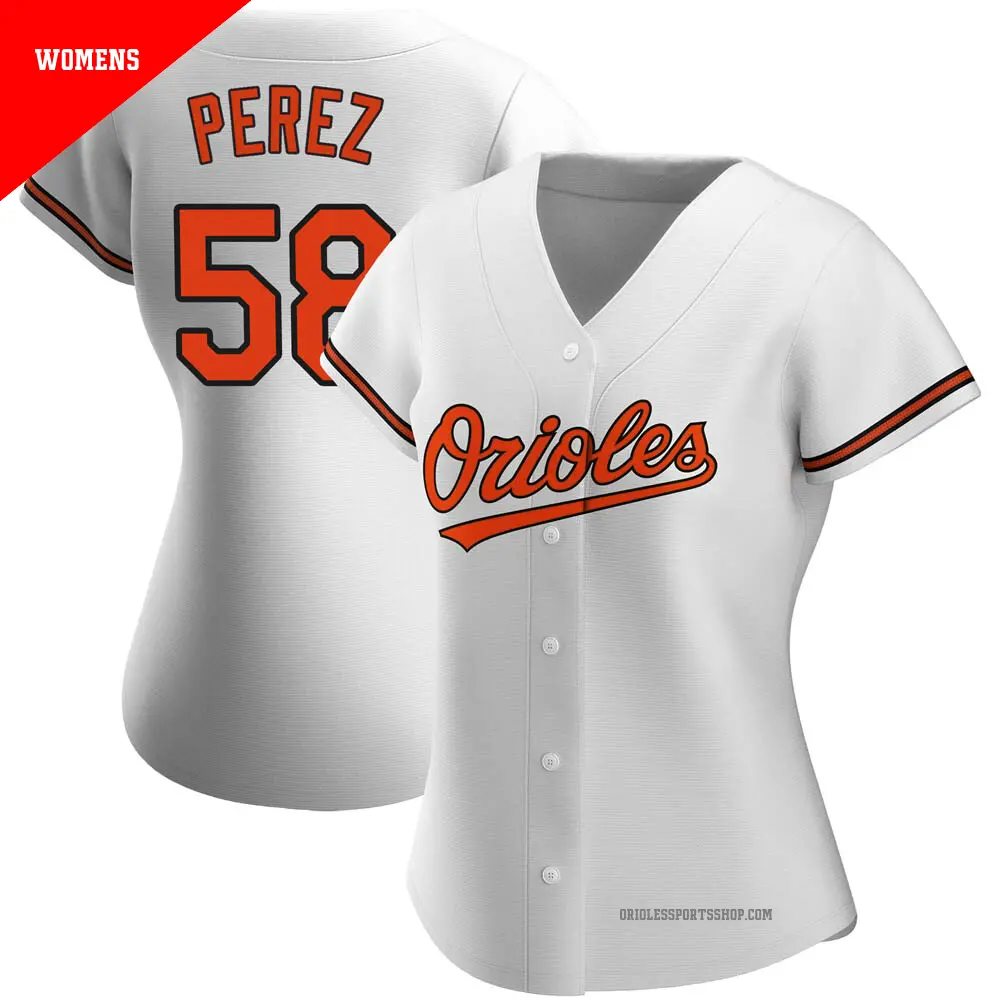 Women's ＃58 Cionel Perez Baltimore Orioles White Replica Home Jersey
